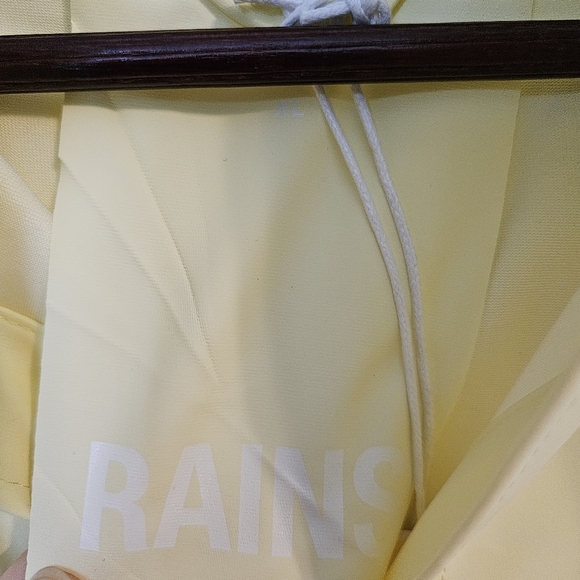 Rains Longer Jacket Straw Yellow Unisex Casual Classic Button Closure Hooded - Picture 15 of 15